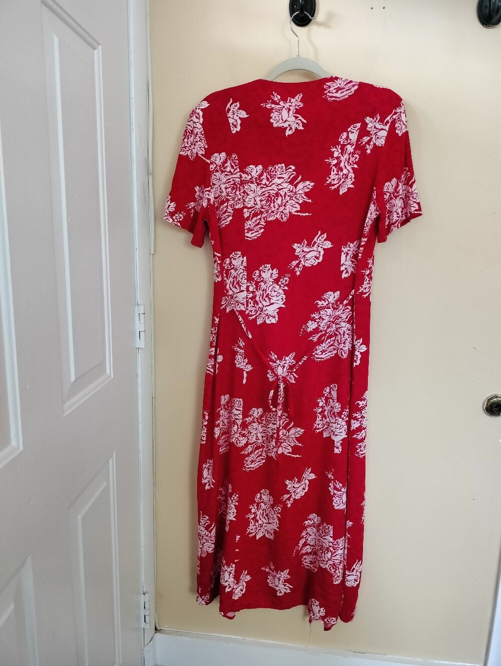 Newport News VTG Red Floral Layered Look Maxi Dress Office See Measurements - Picture 7 of 10